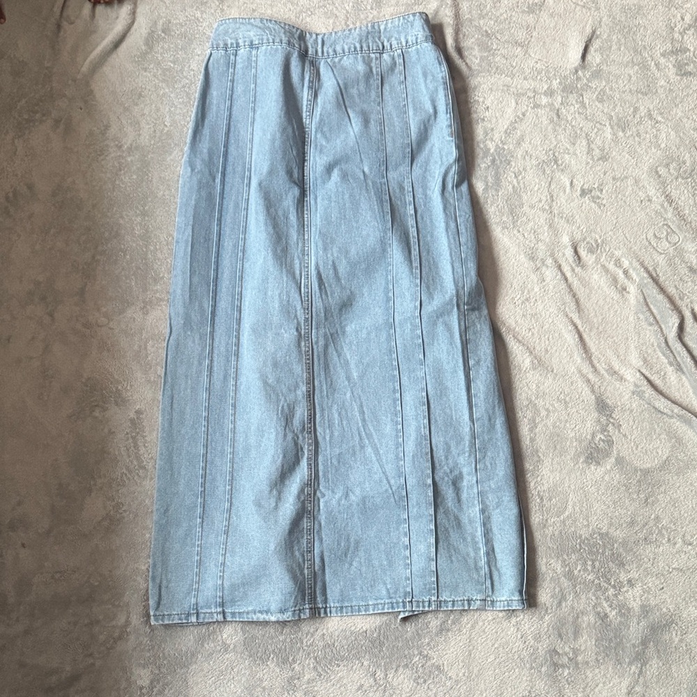 Edikted Light Blue Flare Jeans with Ruffle Detail - Picture 3 of 3